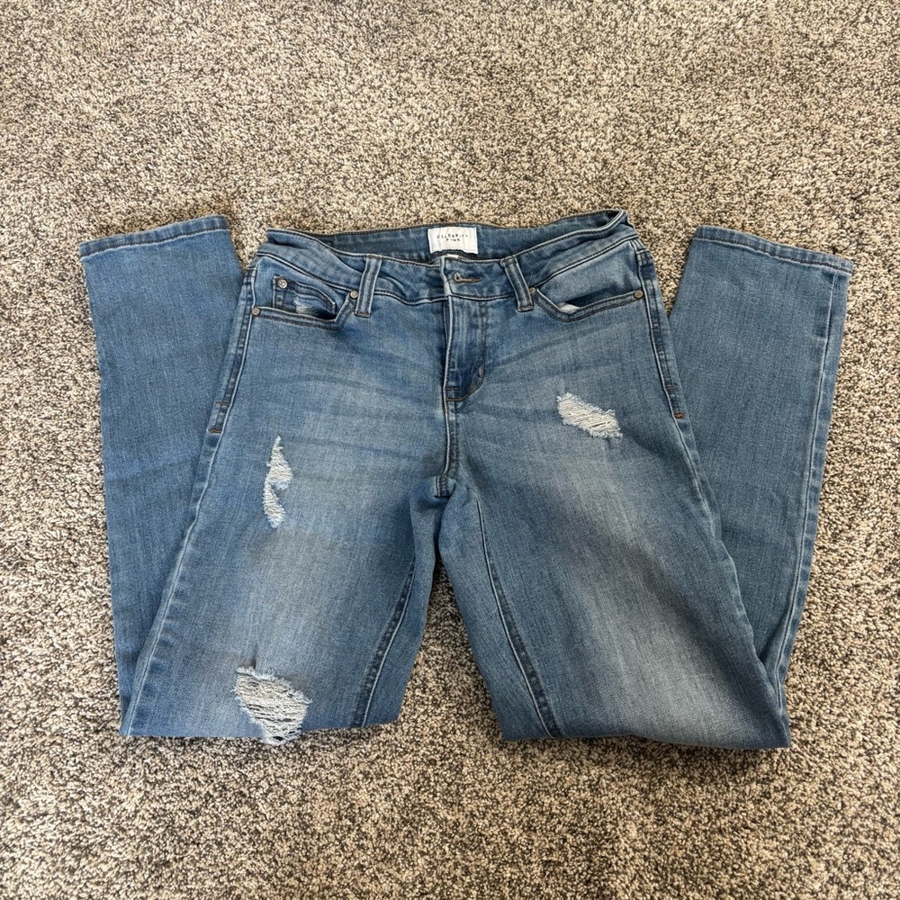 Celebrity Pink Denim Skinny Jeans with Ripped Accents